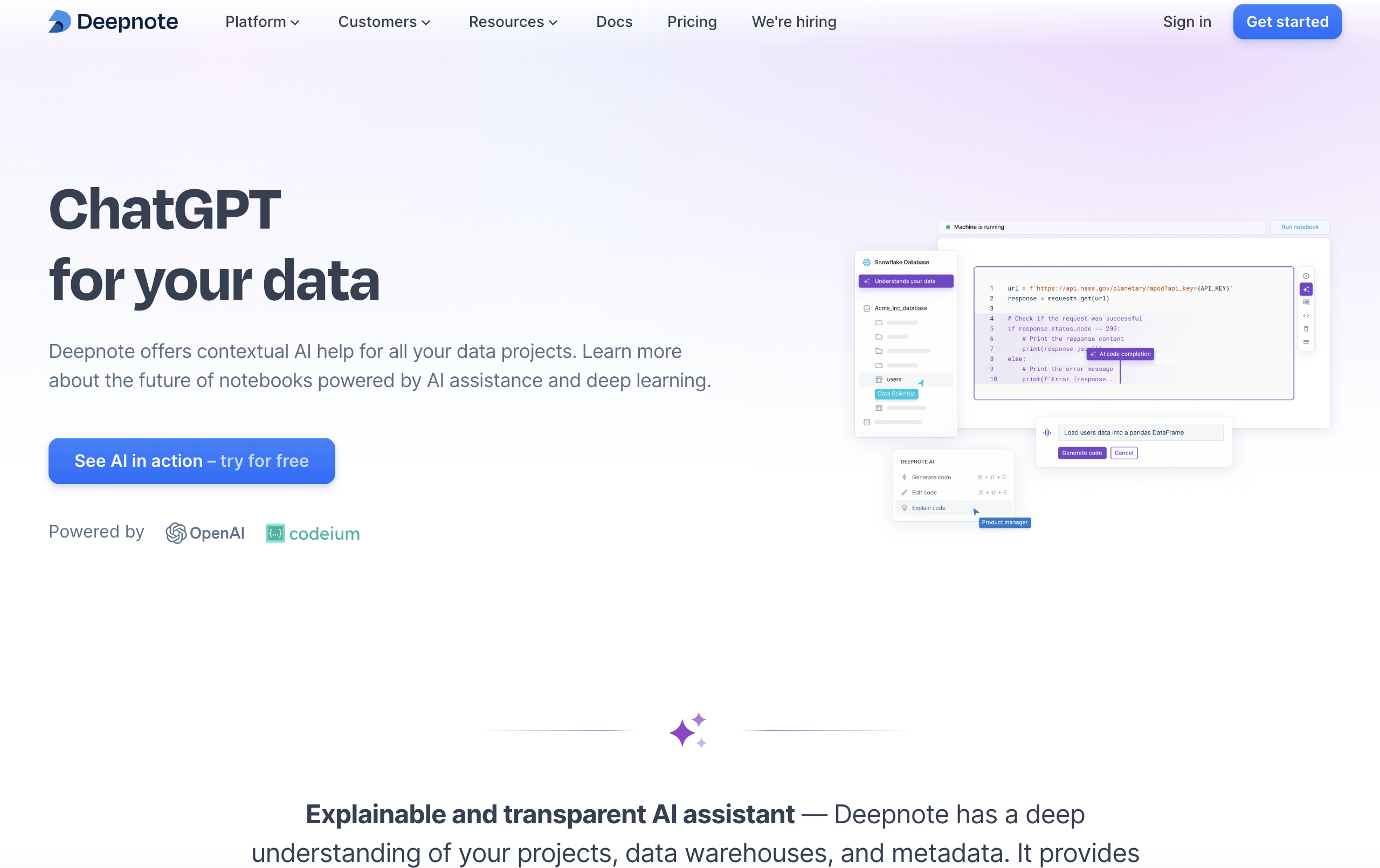 Deepnote AI - ChatGPT for your data